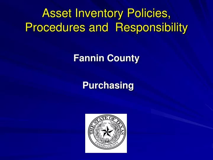 asset inventory policies procedures and responsibility