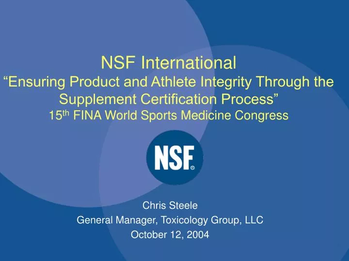 chris steele general manager toxicology group llc october 12 2004