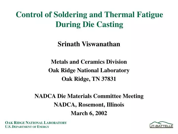 control of soldering and thermal fatigue during die casting