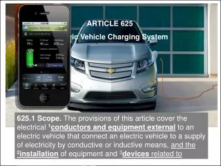 ARTICLE 625 Electric Vehicle Charging System