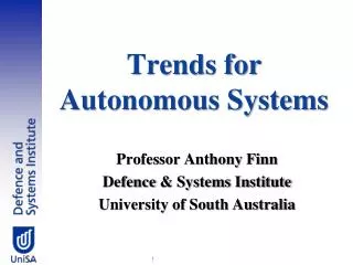Trends for Autonomous Systems