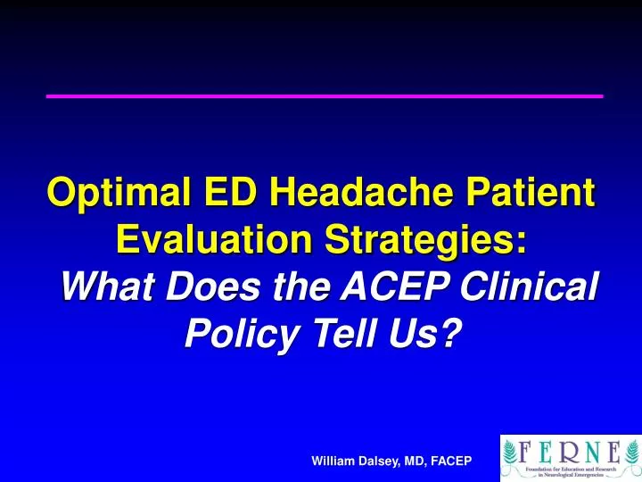 optimal ed headache patient evaluation strategies what does the acep clinical policy tell us