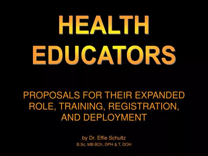 proposals for their expanded role training registration and deployment