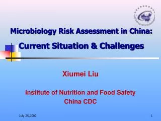 Microbiology Risk Assessment in China: Current Situation &amp; Challenges