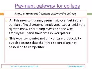Apply and compare all types payment gateway for college