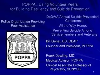POPPA: Using Volunteer Peers for Building Resiliency and Suicide Prevention