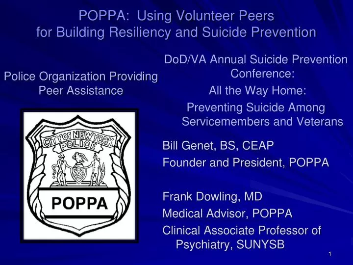 poppa using volunteer peers for building resiliency and suicide prevention