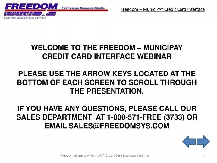 freedom municipay credit card interface
