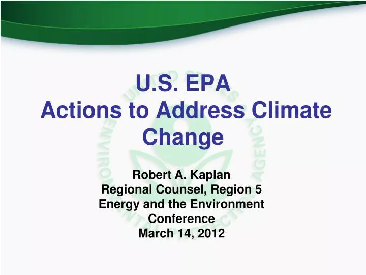 u s epa actions to address climate change