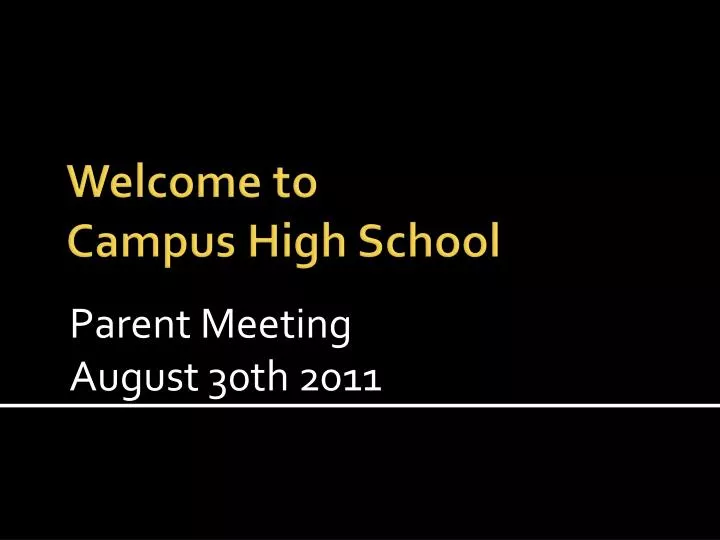 parent meeting august 30th 2011
