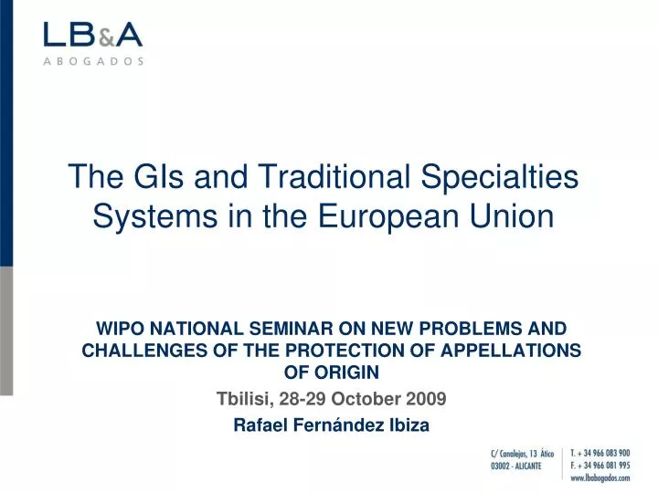the gis and traditional specialties systems in the european union