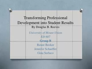 transforming professional development into student results by douglas b reeves