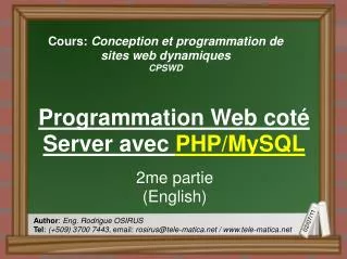 Cours: Conception et programmation de sites web dynamiques CPSWD