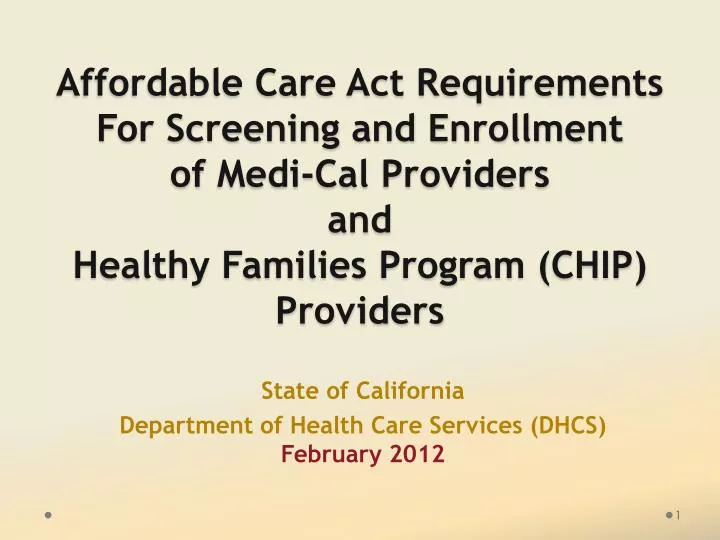 state of california department of health care services dhcs february 2012