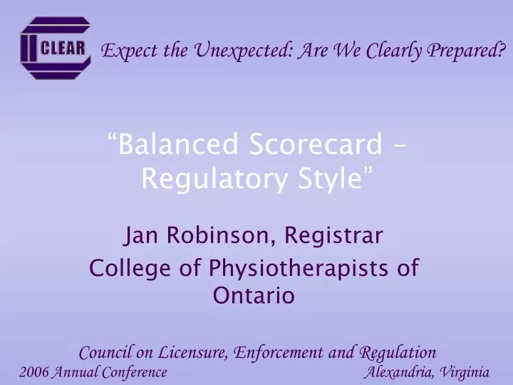 balanced scorecard regulatory style