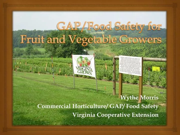 gap food safety for fruit and vegetable g rowers