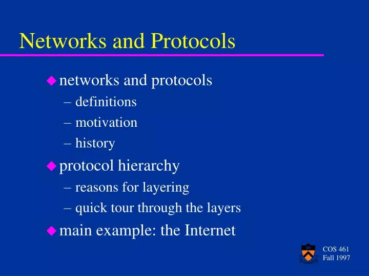 networks and protocols