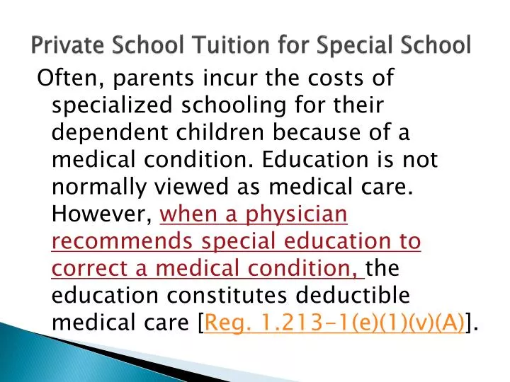 private school tuition for special school