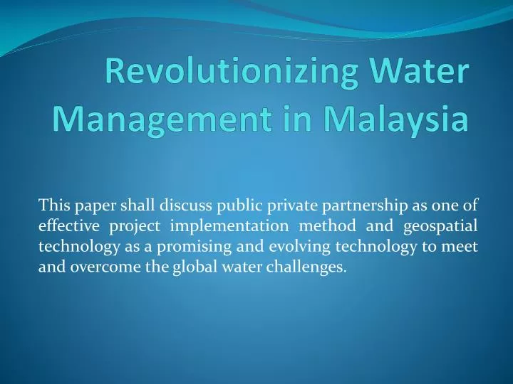 revolutionizing water management in malaysia