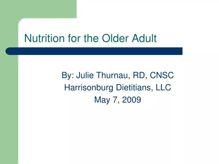 nutrition for the older adult