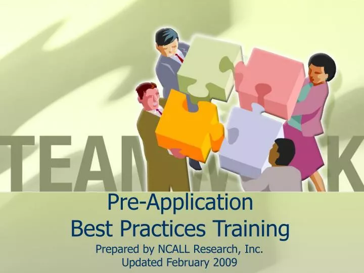 pre application best practices training