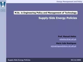 M.Sc. in Engineering Policy and Management of Technology