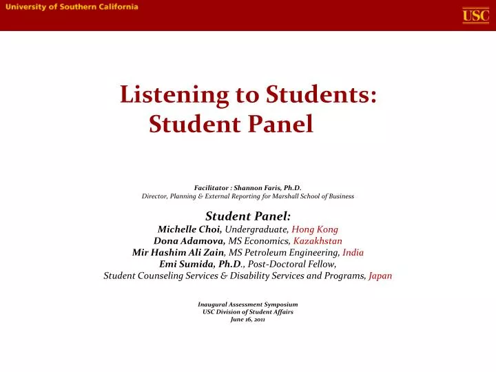 listening to students student panel