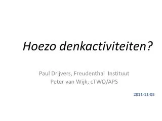 hoezo denkactiviteiten