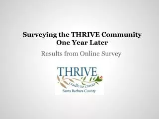 Surveying the THRIVE Community One Year Later
