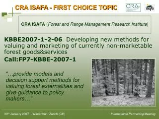CRA ISAFA - FIRST CHOICE TOPIC