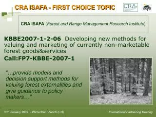 cra isafa first choice topic