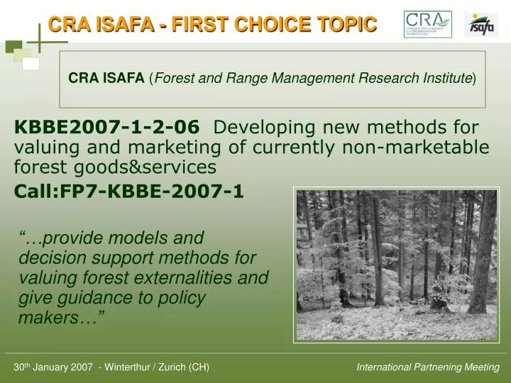 cra isafa first choice topic
