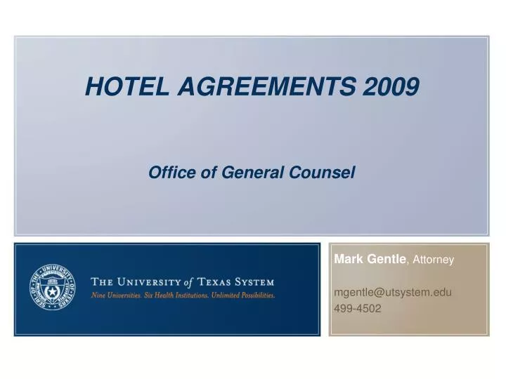 hotel agreements 2009 office of general counsel