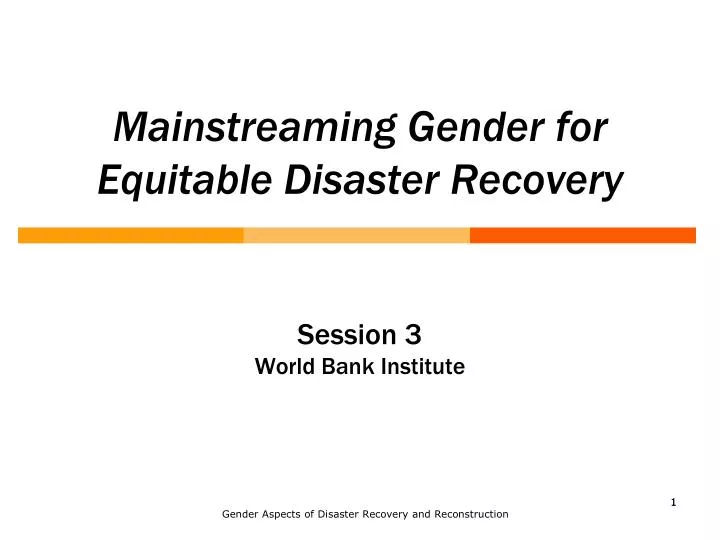 mainstreaming gender for equitable disaster recovery