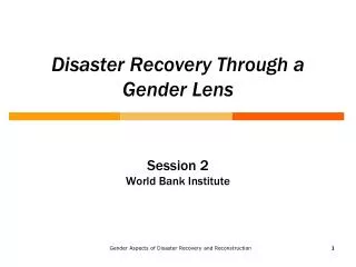 Disaster Recovery Through a Gender Lens