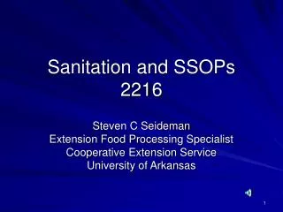 Sanitation and SSOPs 2216