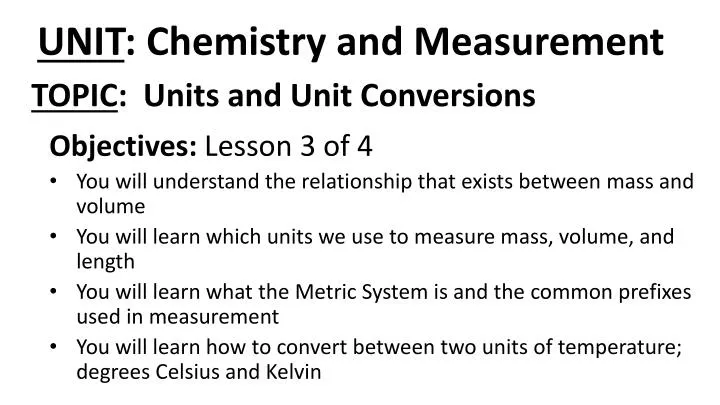 unit chemistry and measurement