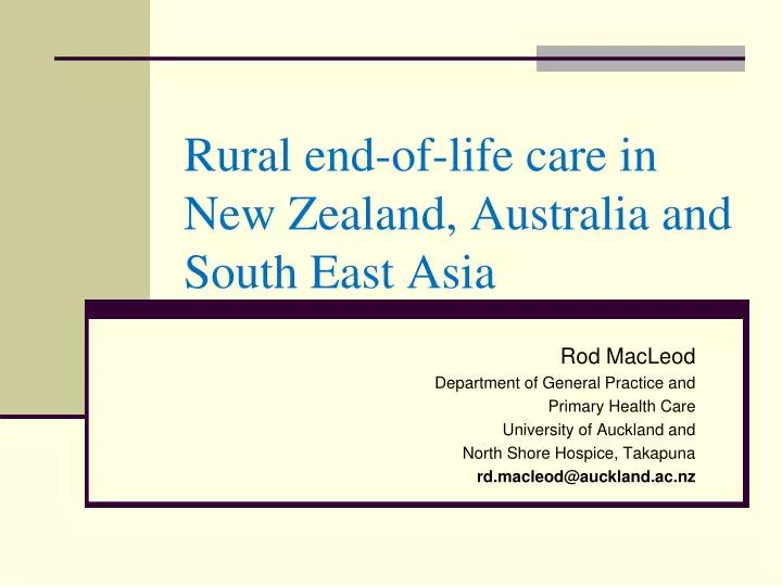 rural end of life care in new zealand australia and south east asia