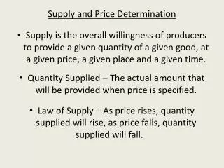 Supply and Price Determination