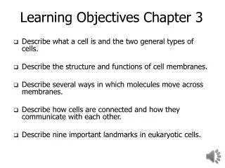 Learning Objectives Chapter 3