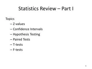 Statistics Review – Part I