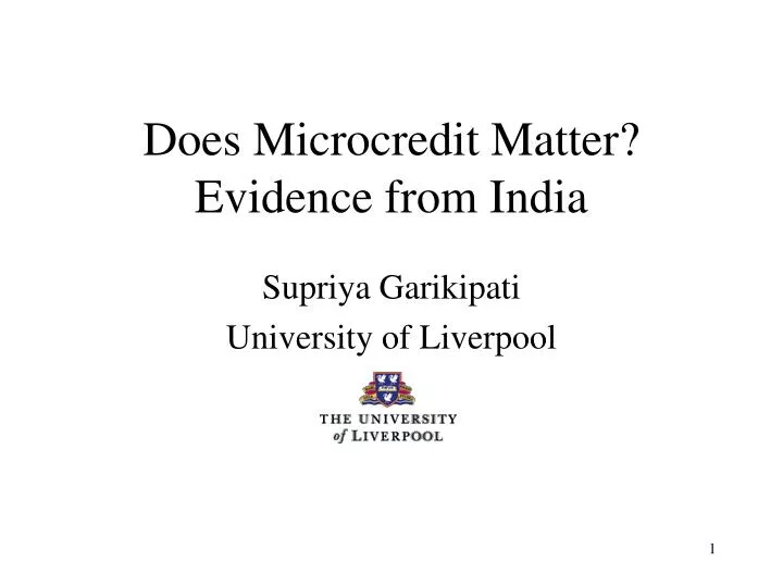 does microcredit matter evidence from india