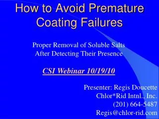 How to Avoid Premature Coating Failures