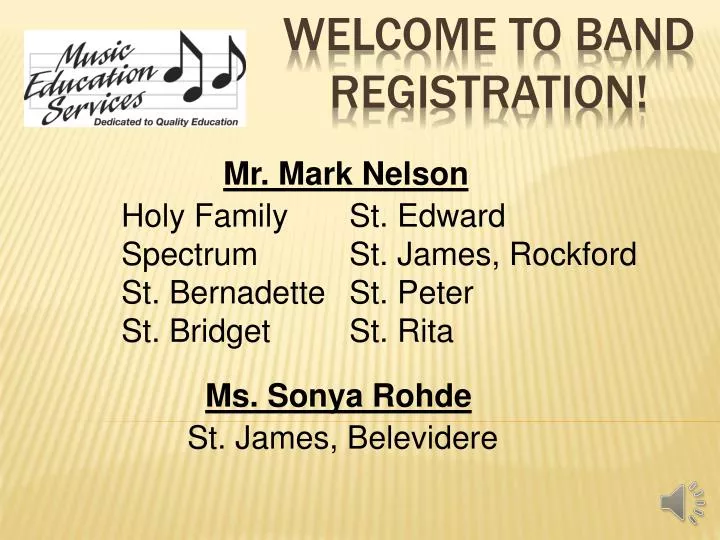 welcome to band registration