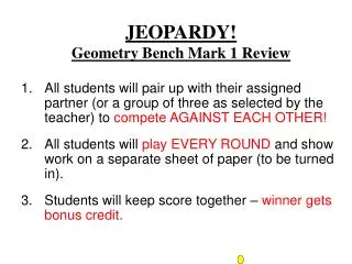 JEOPARDY! Geometry Bench Mark 1 Review