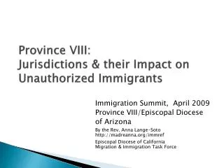 Province VIII: Jurisdictions &amp; their Impact on Unauthorized Immigrants
