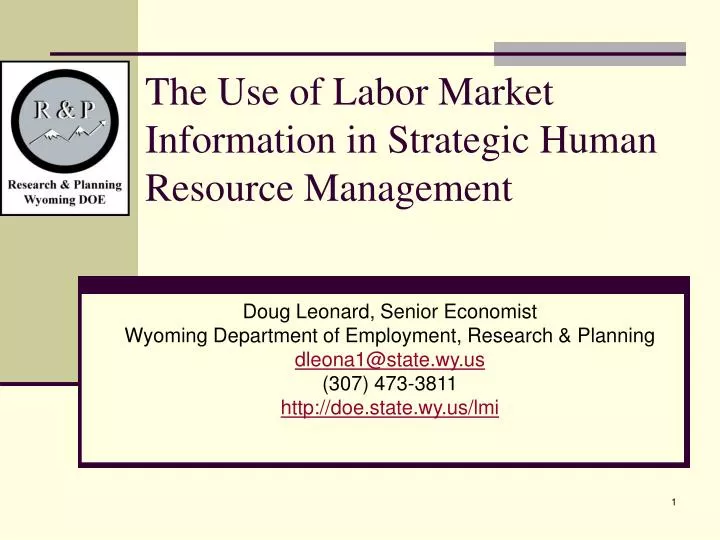 the use of labor market information in strategic human resource management