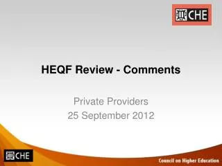 HEQF Review - Comments