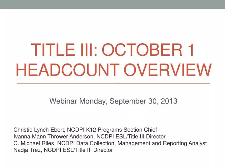 title iii october 1 headcount overview