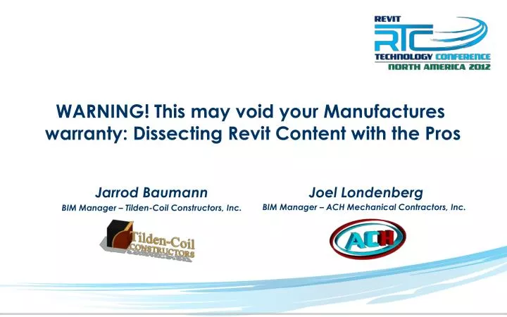warning this may void your manufactures warranty dissecting revit content with the pros